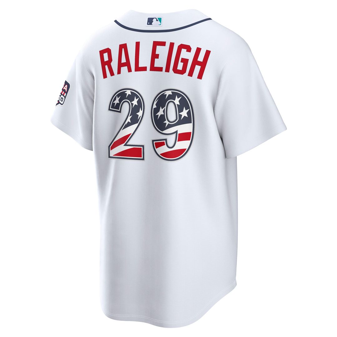 Seattle Mariners Cal Raleigh Nike USA 250 Fourth of July Home Stadium Jersey - White MLB Team Jersey Baseball Fan Apparel