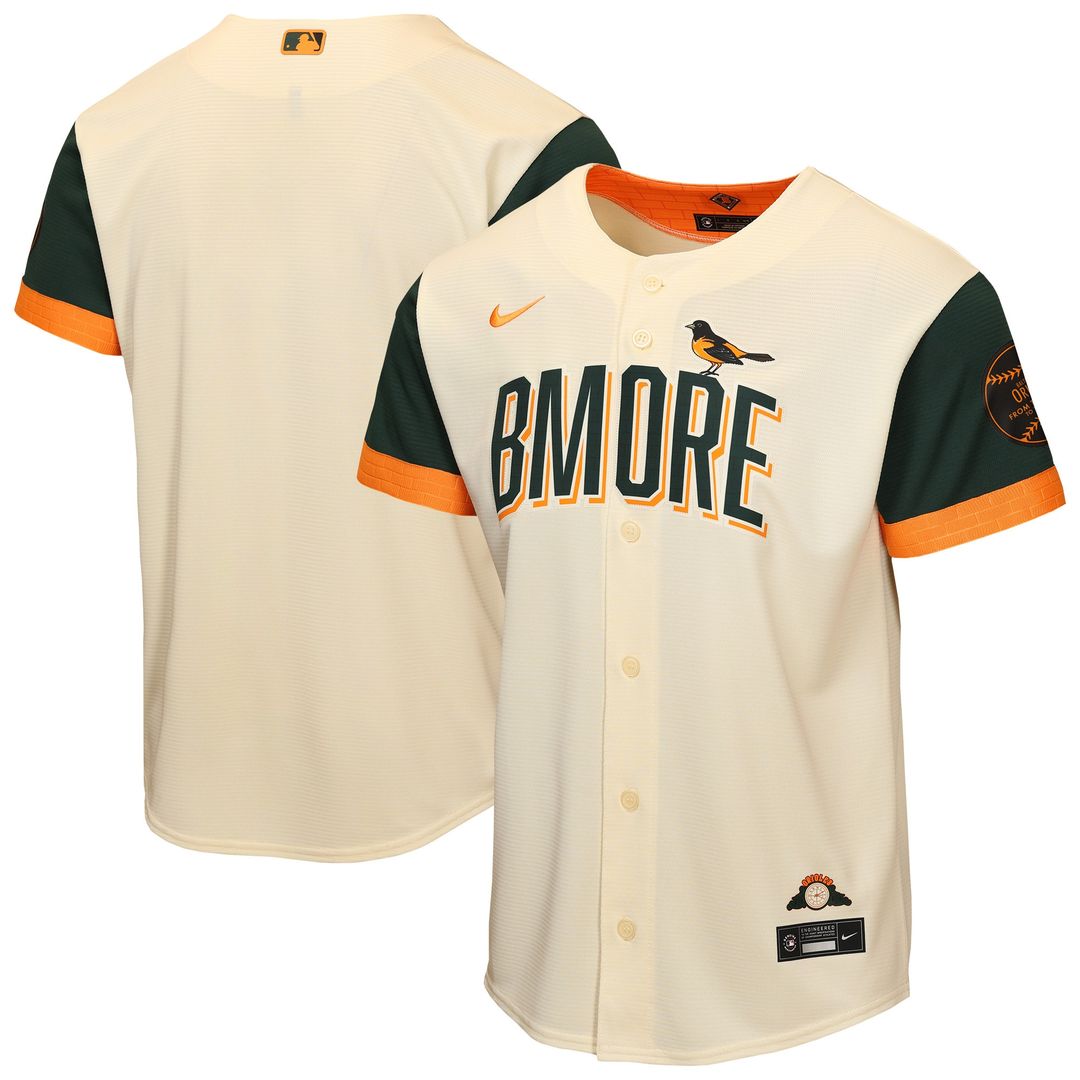 Baltimore Orioles Nike Youth 2026 City Connect Stadium Jersey - Cream MLB Team Jersey Baseball Fan Apparel