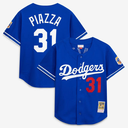 Los Angeles Dodgers Mike Piazza Mitchell & Ness Cooperstown Mesh Batting Practice Button - Up Jersey - Royal MLB Team Jersey Baseball Fan Apparel