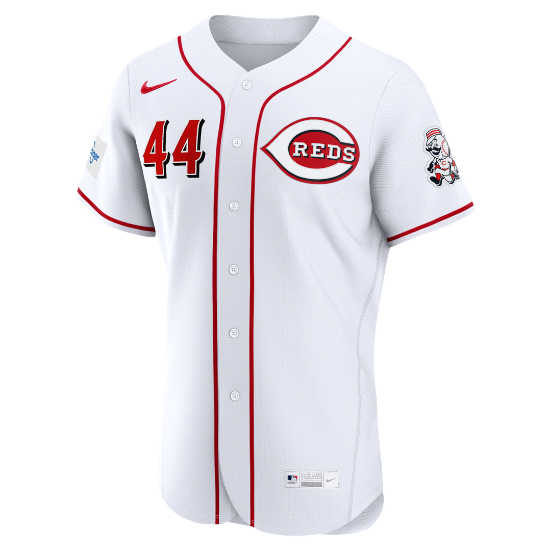 Cincinnati Reds Elly De La Cruz Nike Home Authentic Sponsor Patch Jersey - White MLB Team Jersey Baseball Fan Apparel