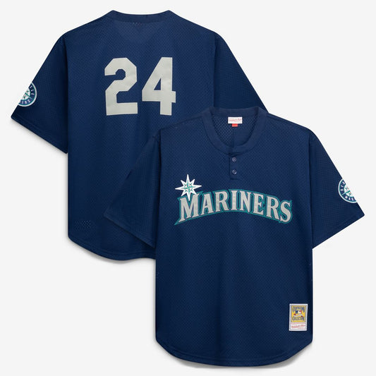 Seattle Mariners Mitchell & Ness Big & Tall Cooperstown Mesh Batting Practice Jersey - Navy MLB Team Jersey Baseball Fan Apparel
