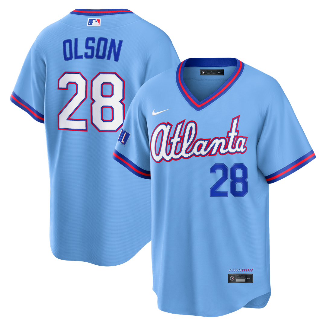 Atlanta Braves Matt Olson Nike 2026 City Connect Stadium Jersey - Powder Blue MLB Team Jersey Baseball Fan Apparel