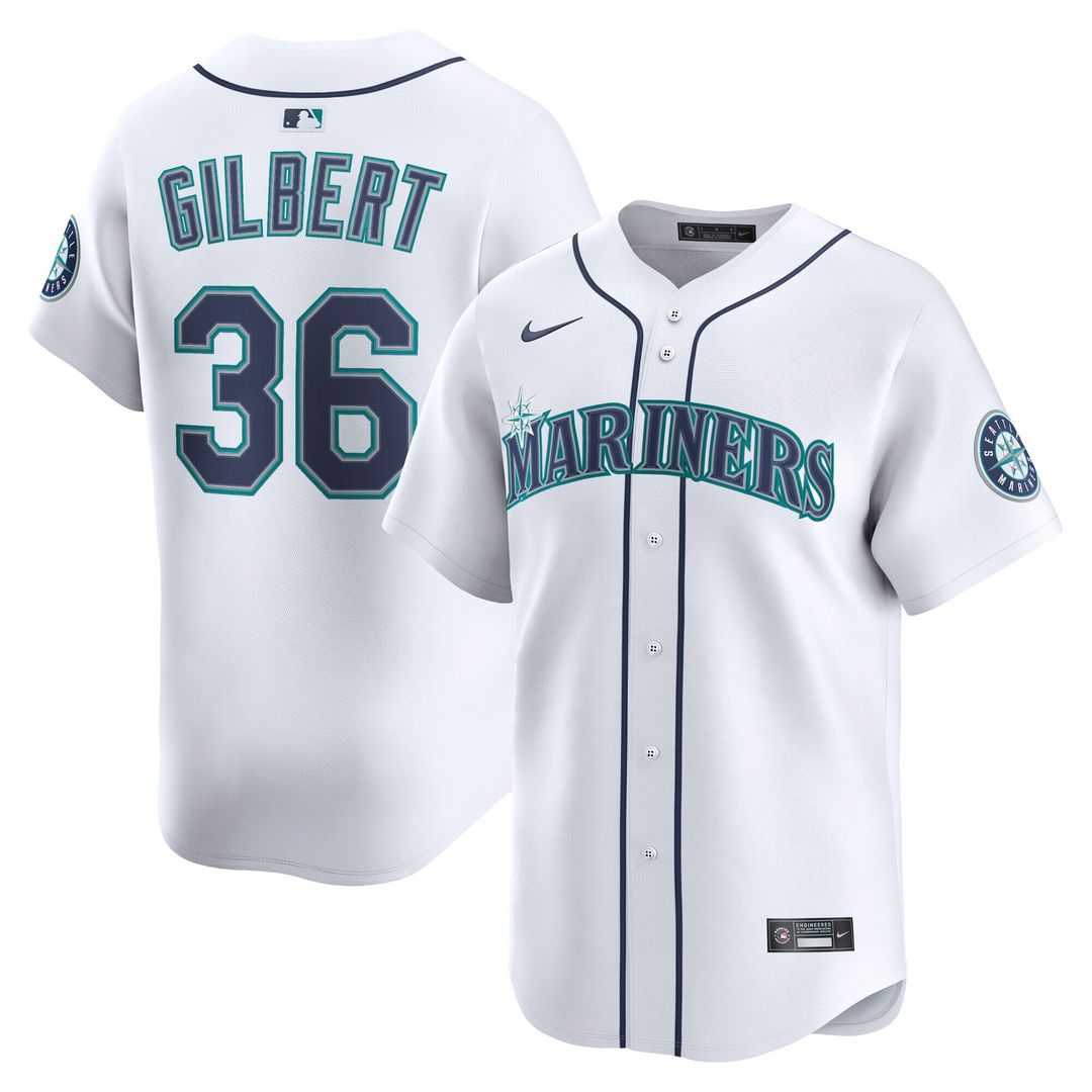 Seattle Mariners Logan Gilbert Nike Home Limited Player Jersey - White MLB Team Jersey Baseball Fan Apparel
