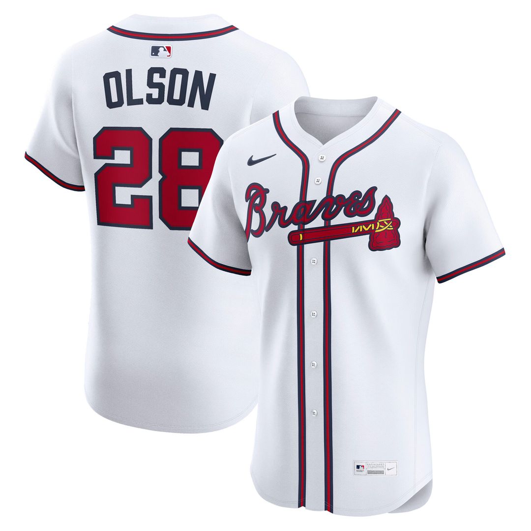 Atlanta Braves Matt Olson Nike Home Elite Player Jersey - White MLB Team Jersey Baseball Fan Apparel