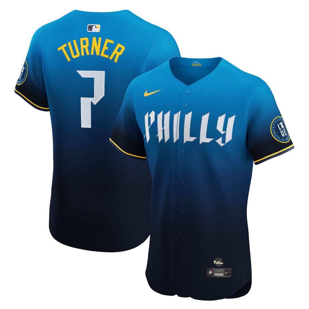 Philadelphia Phillies Trea Turner Nike City Connect Elite Jersey - Navy MLB Team Jersey Baseball Fan Apparel