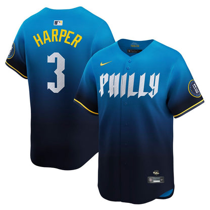 Philadelphia Phillies Bryce Harper Nike City Connect Limited Jersey - Blue MLB Team Jersey Baseball Fan Apparel
