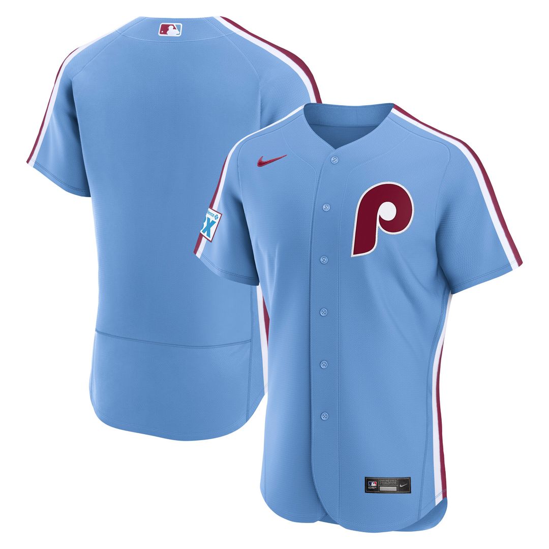 Philadelphia Phillies Nike Home Sponsor Patch Authentic Jersey - White MLB Team Jersey Baseball Fan Apparel