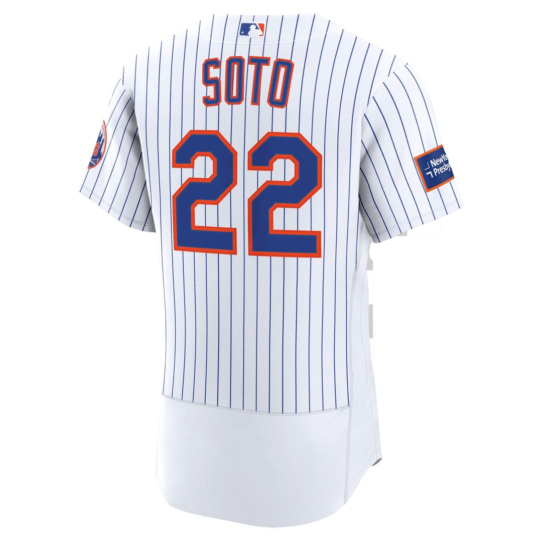 New York Mets Juan Soto Nike Home Authentic Sponsor Patch Jersey - White MLB Team Jersey Baseball Fan Apparel