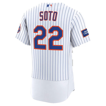 New York Mets Juan Soto Nike Home Authentic Sponsor Patch Jersey - White MLB Team Jersey Baseball Fan Apparel