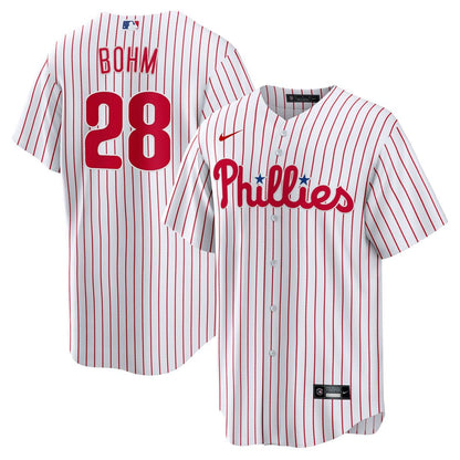Philadelphia Phillies Alec Bohm Nike Replica Player Jersey - White MLB Team Jersey Baseball Fan Apparel