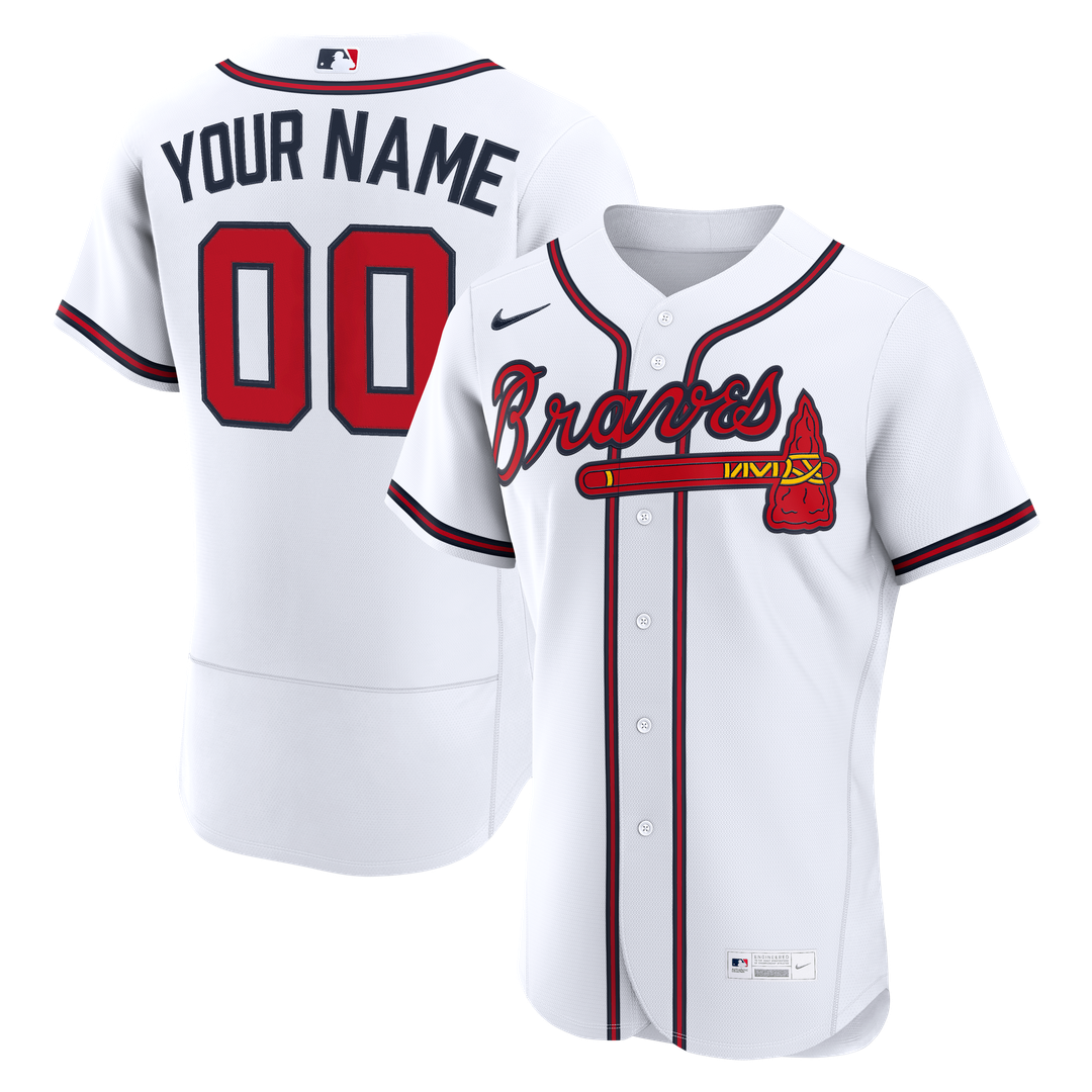 Atlanta Braves Nike Home Authentic Custom Jersey - White MLB Team Jersey Baseball Fan Apparel