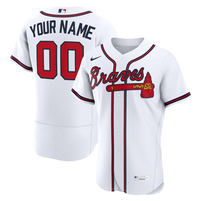 Atlanta Braves Nike Home Authentic Custom Jersey - White MLB Team Jersey Baseball Fan Apparel