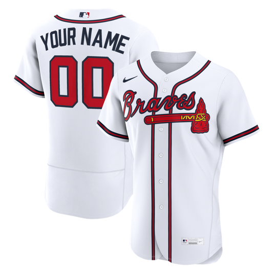 Atlanta Braves Nike Home Authentic Custom Jersey - White MLB Team Jersey Baseball Fan Apparel
