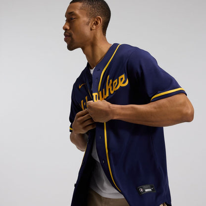 Milwaukee Brewers Nike Alternate Replica Team Jersey - Navy MLB Team Jersey Baseball Fan Apparel