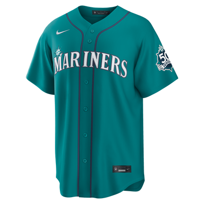 Seattle Mariners Cal Raleigh Nike Alternate 50th Season Patch Stadium Jersey - Teal MLB Team Jersey Baseball Fan Apparel