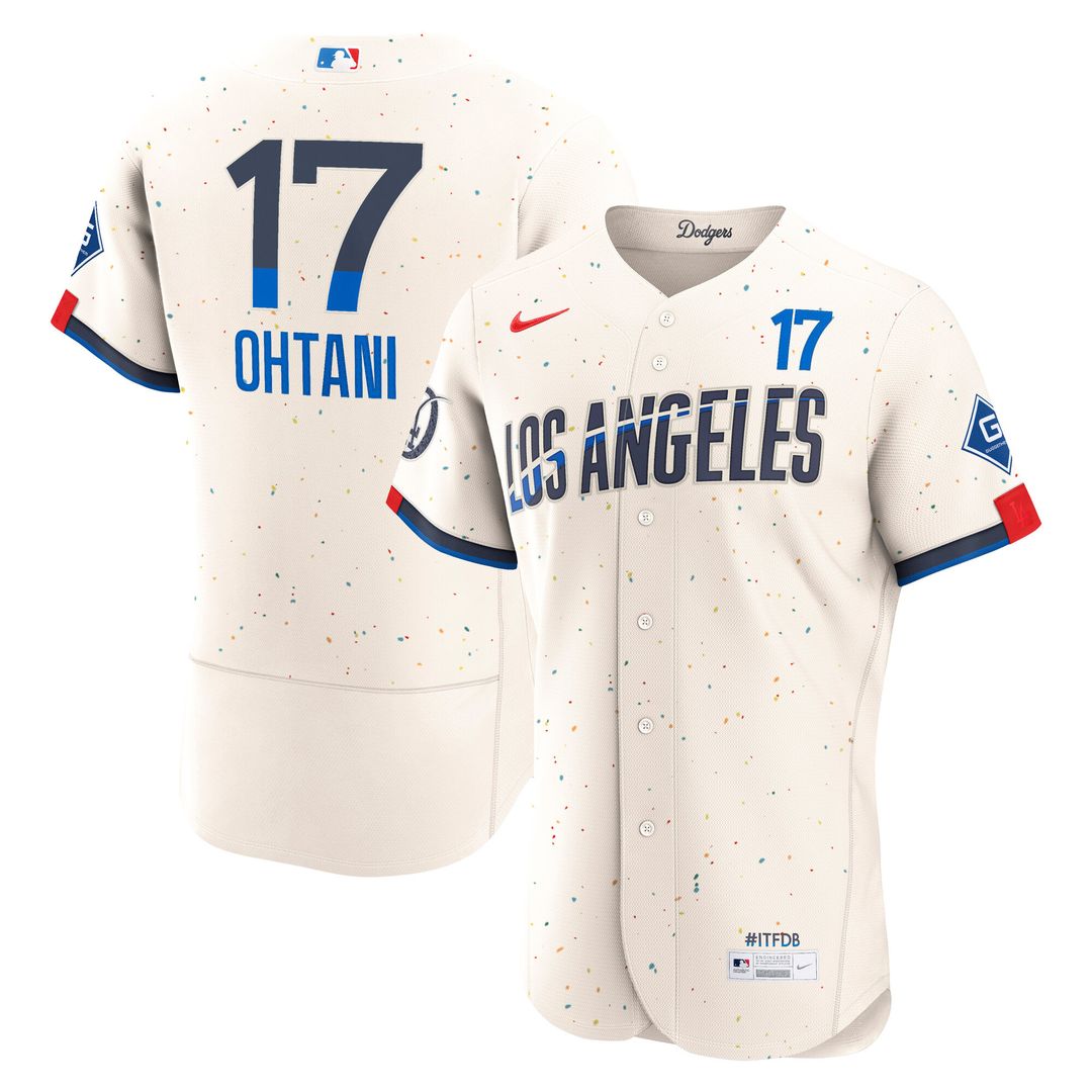 Los Angeles Dodgers Shohei Ohtani Nike City Connect Authentic Sponsor Patch Jersey - Cream MLB Team Jersey Baseball Fan Apparel
