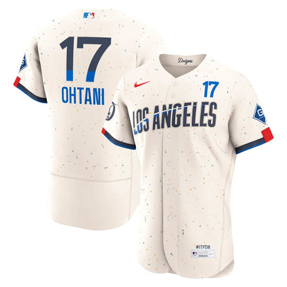 Los Angeles Dodgers Shohei Ohtani Nike City Connect Authentic Sponsor Patch Jersey - Cream MLB Team Jersey Baseball Fan Apparel