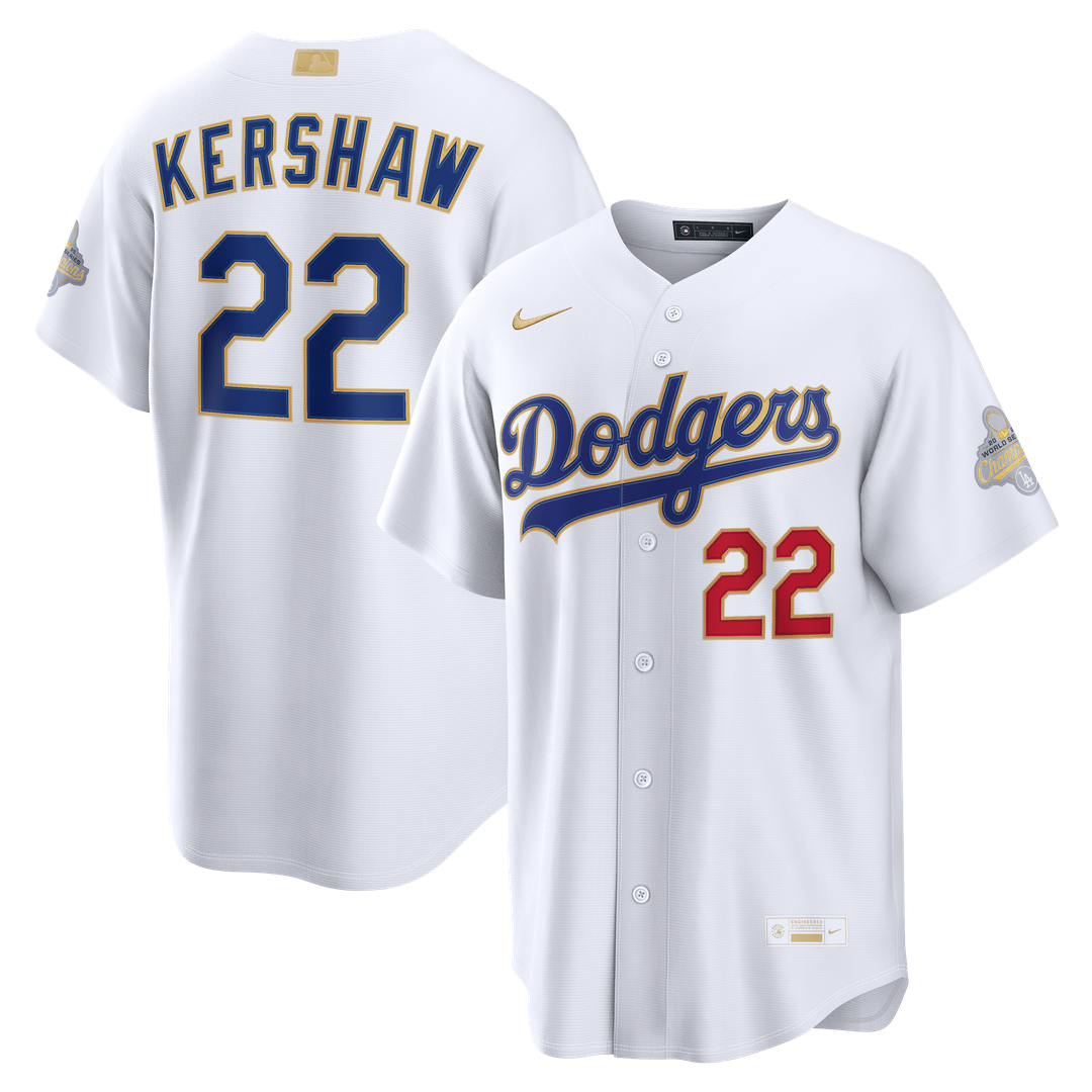 Los Angeles Dodgers Clayton Kershaw Nike 2026 Gold Collection Stadium Jersey - White MLB Team Jersey Baseball Fan Apparel