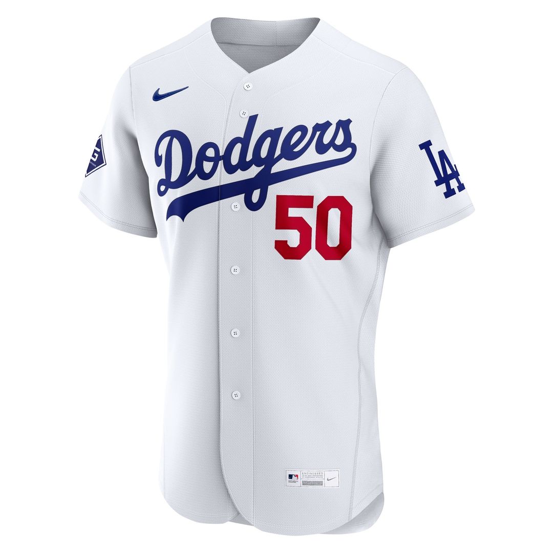 Los Angeles Dodgers Mookie Betts Nike Home Authentic Sponsor Patch Jersey - White MLB Team Jersey Baseball Fan Apparel