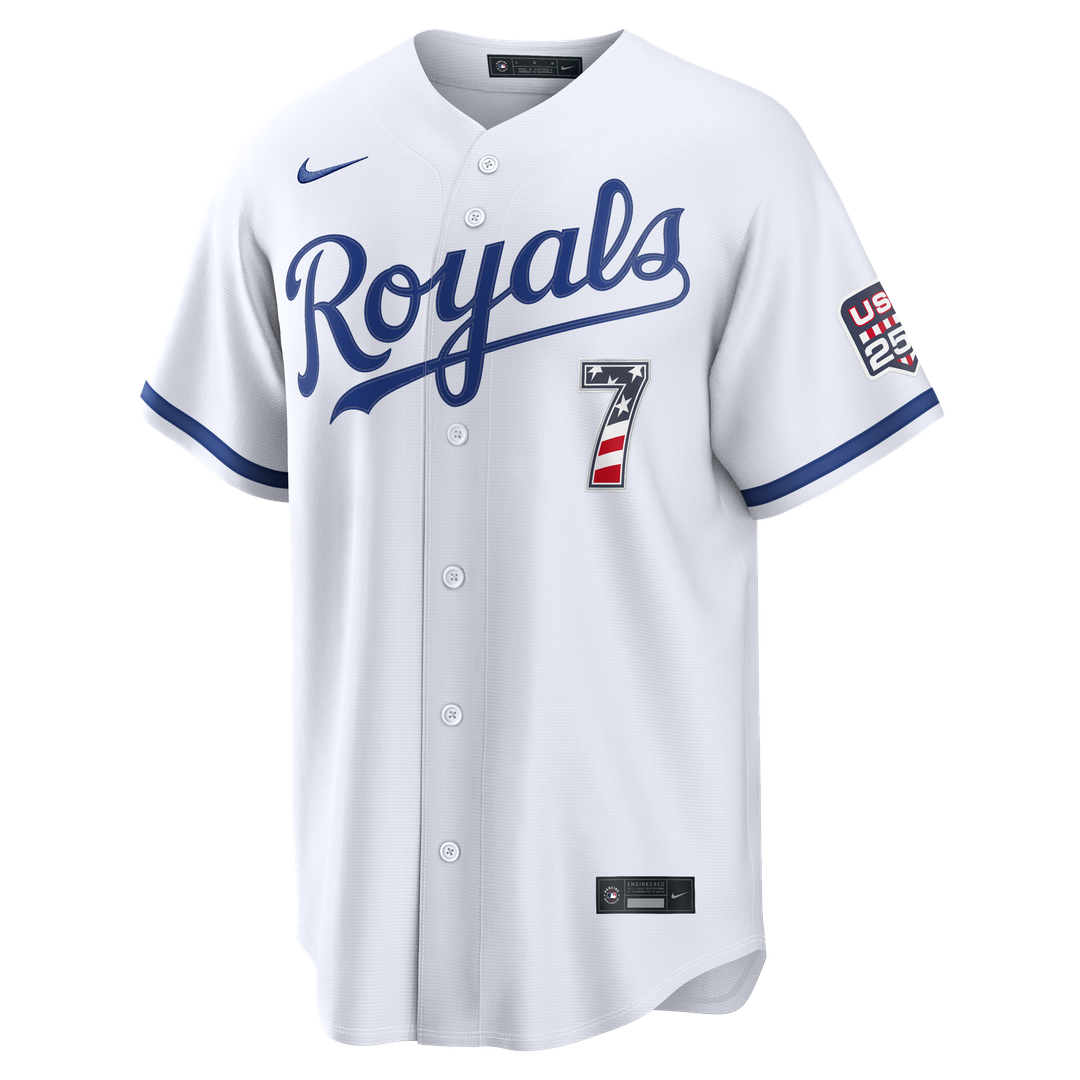 Kansas City Royals Bobby Witt Jr. Nike USA 250 Fourth of July Home Stadium Jersey - White MLB Team Jersey Baseball Fan Apparel