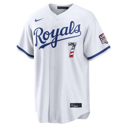 Kansas City Royals Bobby Witt Jr. Nike USA 250 Fourth of July Home Stadium Jersey - White MLB Team Jersey Baseball Fan Apparel