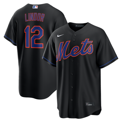 New York Mets Francisco Lindor Nike Alternate Replica Jersey - Black MLB Team Jersey Baseball Fan Apparel