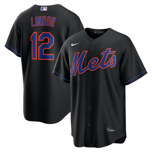 New York Mets Francisco Lindor Nike Alternate Replica Jersey - Black MLB Team Jersey Baseball Fan Apparel
