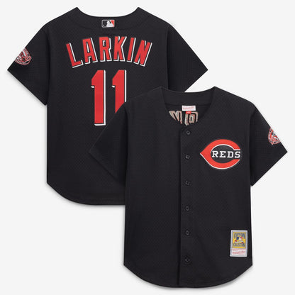 Cincinnati Reds Barry Larkin Mitchell & Ness Throwback Cooperstown Mesh Batting Practice Jersey - Red MLB Team Jersey Baseball Fan Apparel