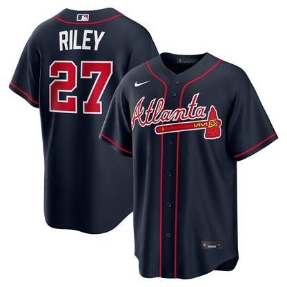Atlanta Braves Austin Riley Nike Alternate Replica Jersey - Navy MLB Team Jersey Baseball Fan Apparel