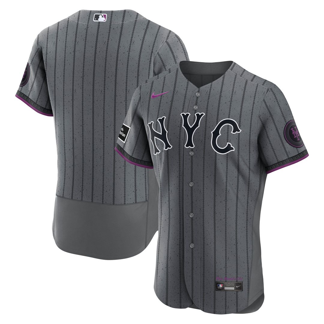New York Mets Nike City Connect Authentic Sponsor Patch Jersey - Gray MLB Team Jersey Baseball Fan Apparel