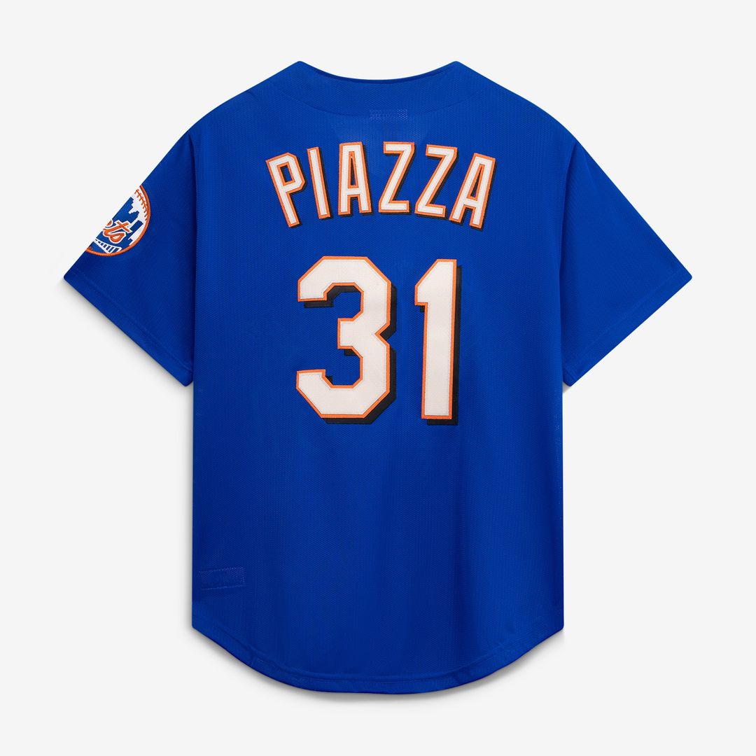 New York Mets Mike Piazza Mitchell & Ness Cooperstown Mesh Batting Practice Button - Up Jersey - Royal MLB Team Jersey Baseball Fan Apparel