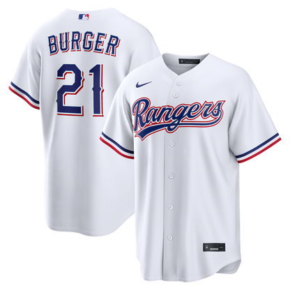 Texas Rangers Jake Burger Nike Home Replica Jersey - White MLB Team Jersey Baseball Fan Apparel