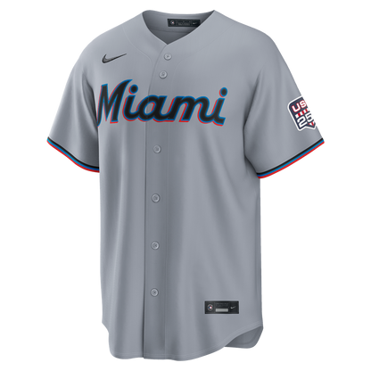 Miami Marlins Kyle Stowers Nike USA 250 Fourth of July Road Stadium Jersey - Gray MLB Team Jersey Baseball Fan Apparel