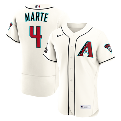 Arizona Diamondbacks Ketel Marte Nike Home Authentic Sponsor Patch Jersey - Cream MLB Team Jersey Baseball Fan Apparel
