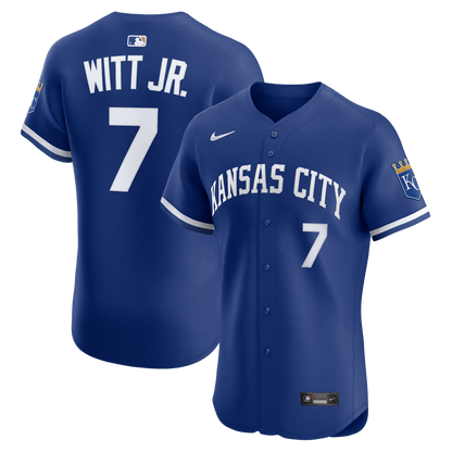 Kansas City Royals Bobby Witt Jr. Nike Alternate 2 Elite Player Jersey - Royal MLB Team Jersey Baseball Fan Apparel