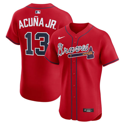 Atlanta Braves Ronald Acuña Jr. Nike Alternate 2 Elite Jersey - Red MLB Team Jersey Baseball Fan Apparel