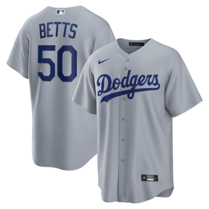 Los Angeles Dodgers Mookie Betts Nike Road Replica Jersey - Gray MLB Team Jersey Baseball Fan Apparel