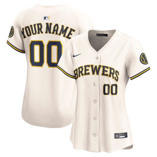 Milwaukee Brewers Nike Women's Home Limited Custom Jersey - Cream MLB Team Jersey Baseball Fan Apparel