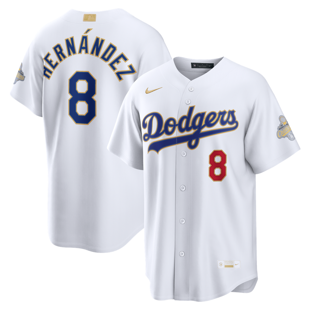 Los Angeles Dodgers Enrique Hernández Nike 2026 Gold Collection Stadium Jersey - White MLB Team Jersey Baseball Fan Apparel