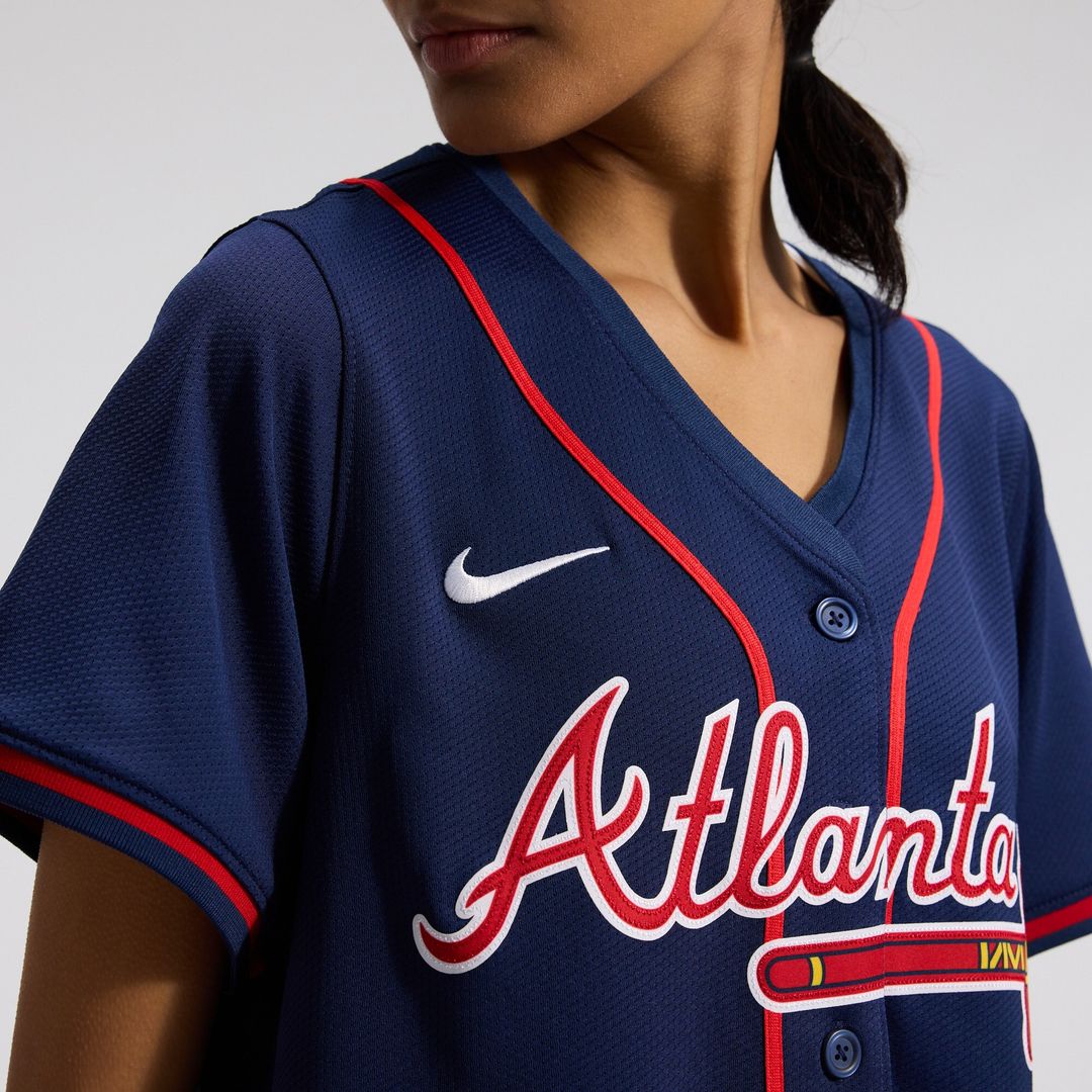 Atlanta Braves Ronald Acuña Jr. Nike Women's Alternate Limited Player Jersey - Navy MLB Team Jersey Baseball Fan Apparel