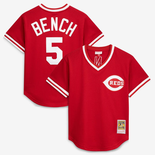 Cincinnati Reds Johnny Bench Mitchell & Ness Authentic Batting Practice Jersey - Scarlet MLB Team Jersey Baseball Fan Apparel