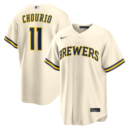 Milwaukee Brewers Jackson Chourio Nike Home Replica Jersey - Cream MLB Team Jersey Baseball Fan Apparel