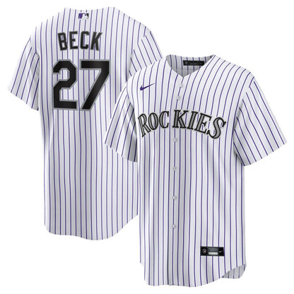 Colorado Rockies Jordan Beck Nike Home Replica Jersey - White MLB Team Jersey Baseball Fan Apparel