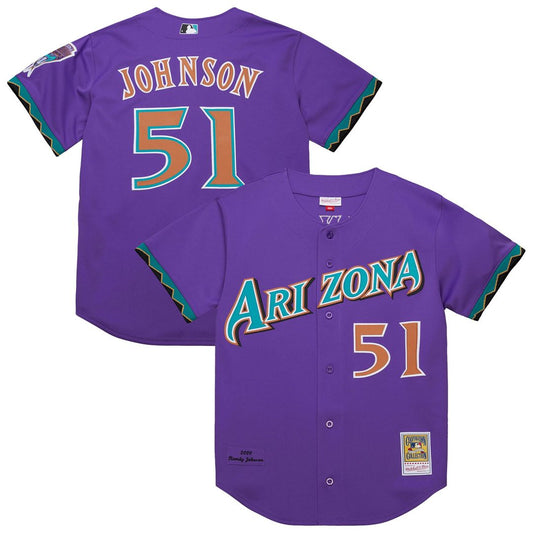 Arizona Diamondbacks Randy Johnson Mitchell & Ness 2000 Throwback Authentic Jersey - Purple MLB Team Jersey Baseball Fan Apparel