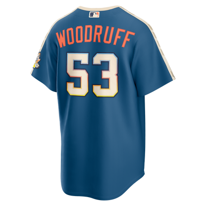Milwaukee Brewers Brandon Woodruff Nike 2026 City Connect Stadium Jersey - Mineral Blue MLB Team Jersey Baseball Fan Apparel