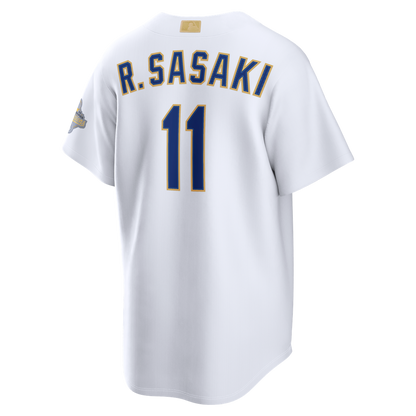 Los Angeles Dodgers Roki Sasaki Nike 2026 Gold Collection Stadium Jersey - White MLB Team Jersey Baseball Fan Apparel