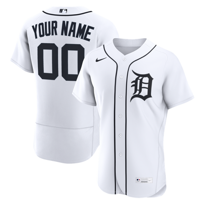 Detroit Tigers Nike Home Authentic Custom Jersey - White MLB Team Jersey Baseball Fan Apparel
