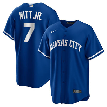 Kansas City Royals Bobby Witt Jr. Nike Alternate 2 Replica Jersey - Rush Blue MLB Team Jersey Baseball Fan Apparel