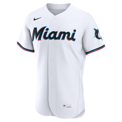 Miami Marlins Nike Home Authentic Custom Jersey - White MLB Team Jersey Baseball Fan Apparel
