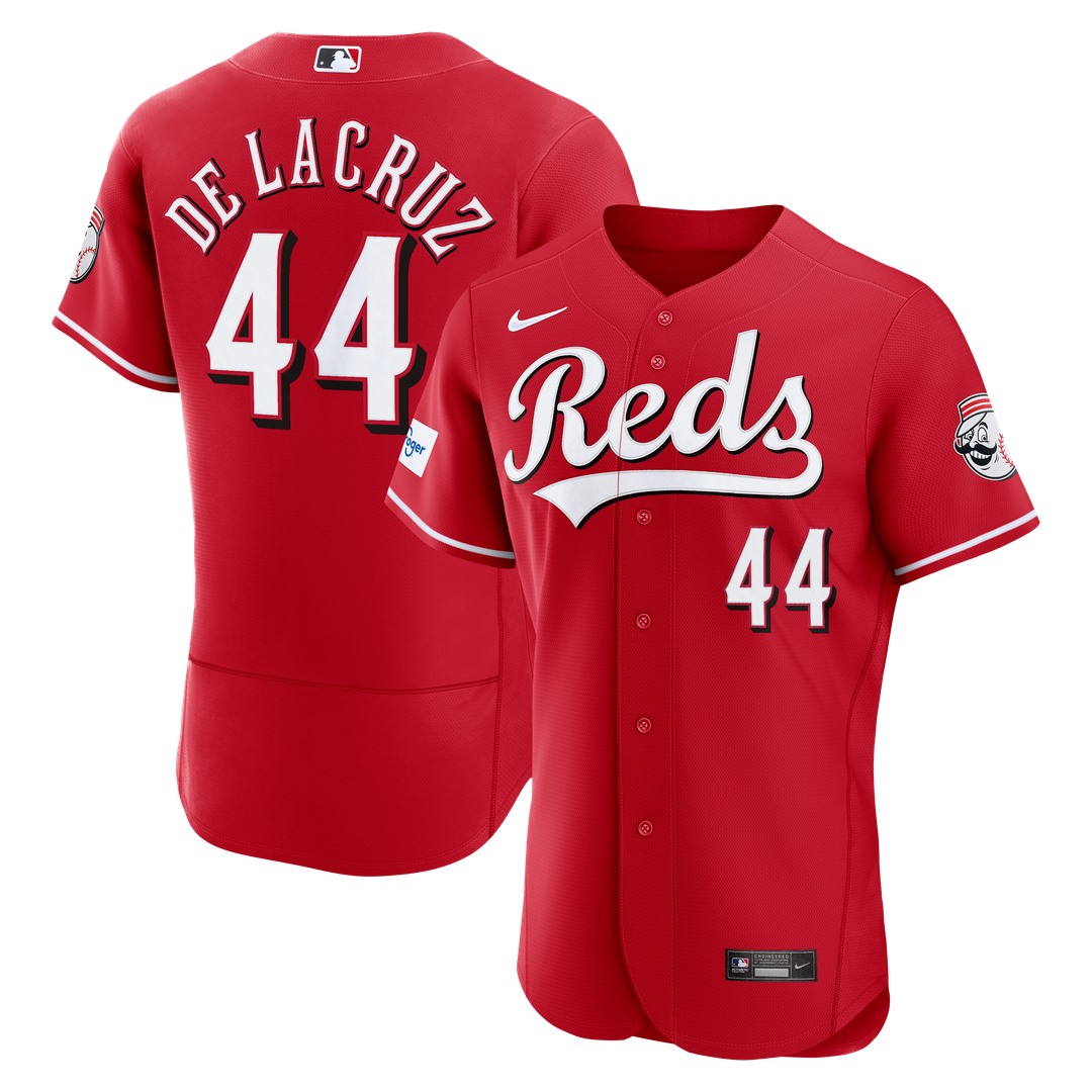 Cincinnati Reds Elly De La Cruz Nike Alternate Authentic Sponsor Patch Jersey - Red MLB Team Jersey Baseball Fan Apparel